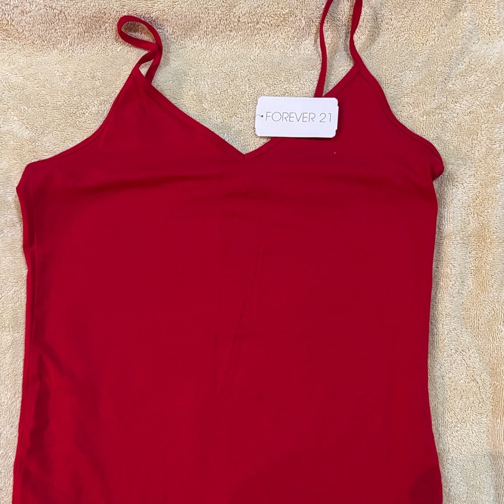 Forever 21 Red V-Neck Spaghetti Strap Camisole